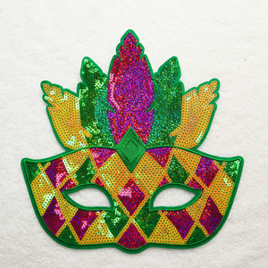 Bargain China 225 Mardi Gras Patch ROUND Mardi Gras <b>Sequin</b> Patches China Glitter Patches - Product Image 1