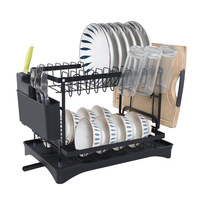 Venta al por mayor directa de fábrica: Escurridor de platos de 2 niveles con bandeja de drenaje para encimera de cocina, OEM/ODM para almacenamiento en cocina