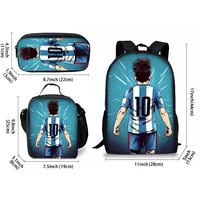 Lot de 3 pièces de dessin animé 3D pour joueur de football, sac à dos de cadeau idéal pour les garçons et les filles, sac à déjeuner, porte-crayon pour les adolescents, ordinateur portable