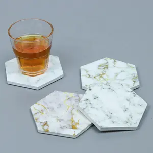 Ensemble de tasses en céramique hexagonales, supérieure, impression par Sublimation, minimaliste, verre en marbre, décoration de la maison