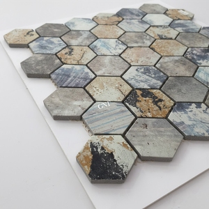 Mosaico Hexagonal de Aleación de Aluminio de Nuevo Diseño de Foshan, China, para Pared de <span class=keywords><strong>Baño</strong></span> y Cocina con Impresión por Inyección de Tinta - Product Image 3