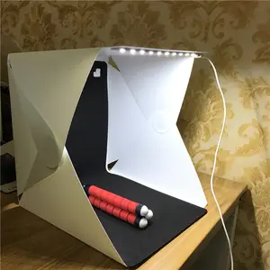 Mini katlanır Lightbox fotoğrafçılık fotoğraf stüdyosu Softbox 2 Panel LED ışık yumuşak kutu fotoğraf arka plan kiti ışık kutusu kamera