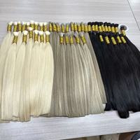 Ghrehair 100% Cheveux Humains Vierges Non Traités Remy Russes Lisses en Vrac Double Drawn Extensiones De Cabello Natural pour Salon