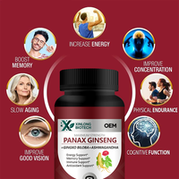 Capsules de Panax Ginseng 60 unités avec extrait de Ginkgo Biloba et Ashwagandha, capsules végétaliennes, complément alimentaire, OEM ODM, marque privée