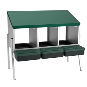 Precio <span class=keywords><strong>de</strong></span> fábrica: Nueva caja <span class=keywords><strong>de</strong></span> puesta <span class=keywords><strong>de</strong></span> huevos <span class=keywords><strong>de</strong></span> 3 orificios sin patas, <span class=keywords><strong>de</strong></span> material galvanizado, para gallinas, colección Green House - Product Image 1