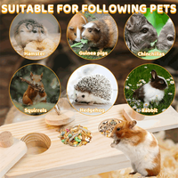 Bunnyhi CSWJ001 Mangeoire en bois pour hamster, plateau à friandises pour hamster ours doré, distributeur de nourriture en bois pour animaux de compagnie