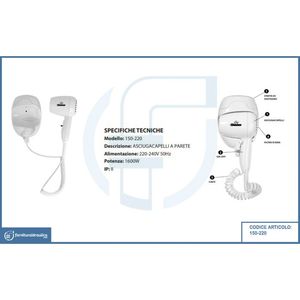 Asciugacapelli Elettrico Leo by Wall Dryer-Electric 1600W con Diffusore, Funzioni di Styling e Ionizzazione, Pieghevole, in Plastica, Motore DC, per Uso Domestico - Product Image 2