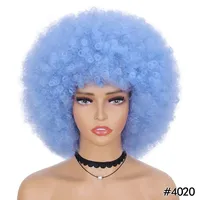 Vente en gros Perruque synthétique courte cheveux bouclés afro multicolores Perruque de cheveux explosifs moelleux et rebondissants pour femmes noires