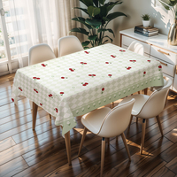 Nappe carrée en PVC imprimée cerises jaune clair RNPT, rouleau de nappe en plastique imperméable pour anniversaire, motif écossais