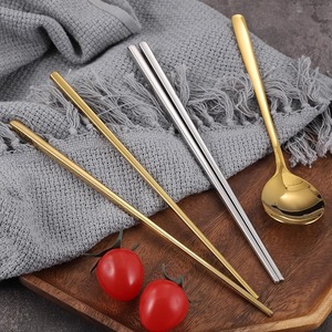 Palillos Cuadrados de Acero Inoxidable 304 Estilo Coreano, Dorados, para Restaurantes Comerciales - Product Image 2