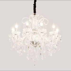 Lustre suspendu de style européen pour décoration de salon et de mariage, lustre à bougie en cristal et verre français - Product Image 6