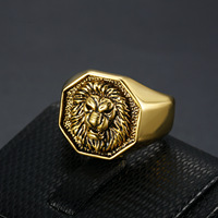 Bague pour homme en or plaqué 18 carats, motif animal, style rétro antique, polissage élevé, vente en gros