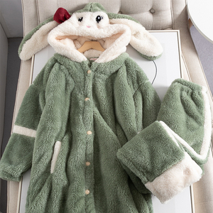 Nuovo <span class=keywords><strong>pigiama</strong></span> di <span class=keywords><strong>coniglio</strong></span> di spessore autunno e inverno <span class=keywords><strong>pigiama</strong></span> carino Set di vestiti per la casa da donna - Product Image 3