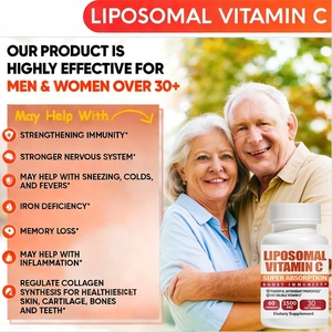 Capsules de <span class=keywords><strong>Vitamine</strong></span> <span class=keywords><strong>C</strong></span> <span class=keywords><strong>Liposomale</strong></span> 1500MG – Haute Absorption, Antioxydant Liposoluble, Complément Alimentaire pour le Soutien Immunitaire – OEM ODM - Product Image 1