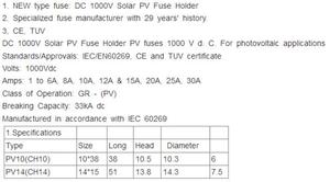 थोक पेशेवर 15a 30a dc miro 10x38 48v 1000v सौर प्रणाली pv फ्यूज सौर फ्यूज उच्च/निम्न वोल्टेज अनुप्रयोग - Product Image 3