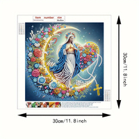 Kit de Peinture Diamant Vierge Marie Religieuse 30x30cm 5D avec Diamants de Forme Spéciale, Art Diamant DIY, Décoration Maison, Cadeau