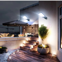 Lámpara Solar de Jardín con 28 LED LiFePO4, Batería de 1500mAh, IP65 Impermeable, Panel Pequeño Dividido, Luz Blanca Cálida 3000K, para Caminos de Jardín, Patios Exteriores