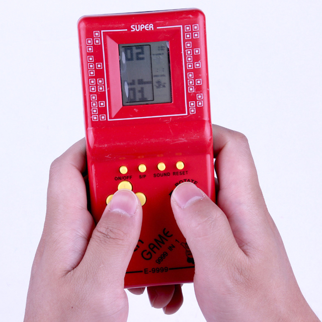 Classic Handheld Game Console Russian Blocks Game Retro Puzzle Brick Building Portable Game Console Box Funny Gift