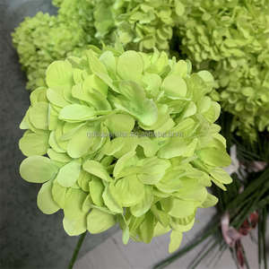 B-696 Compre al por Mayor Flores de Hortensia de Seda Verde para Decoración del Hogar, Ramas Largas Decorativas de Hortensia, Flores Artificiales Individuales Grandes - Product Image 1
