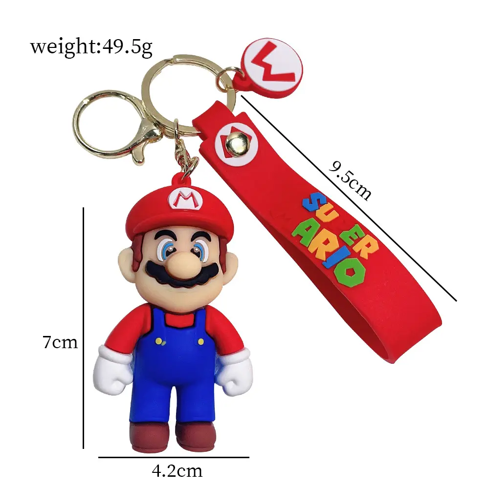 3d Cartoon Spel Kawaii Super Mario Dinosaurus Sleutelhangers Custom Metalen Sleutelhanger 3d Schattige Pop Dinosaurus Pvc Sleutelhanger