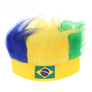 Nouveaux chapeaux de supporters de football avec perruque et bandeau, pour les 32 pays du Qatar, <span class=keywords><strong>France</strong></span>, Danemark, fans fous, perruques de supporters - Product Image 3