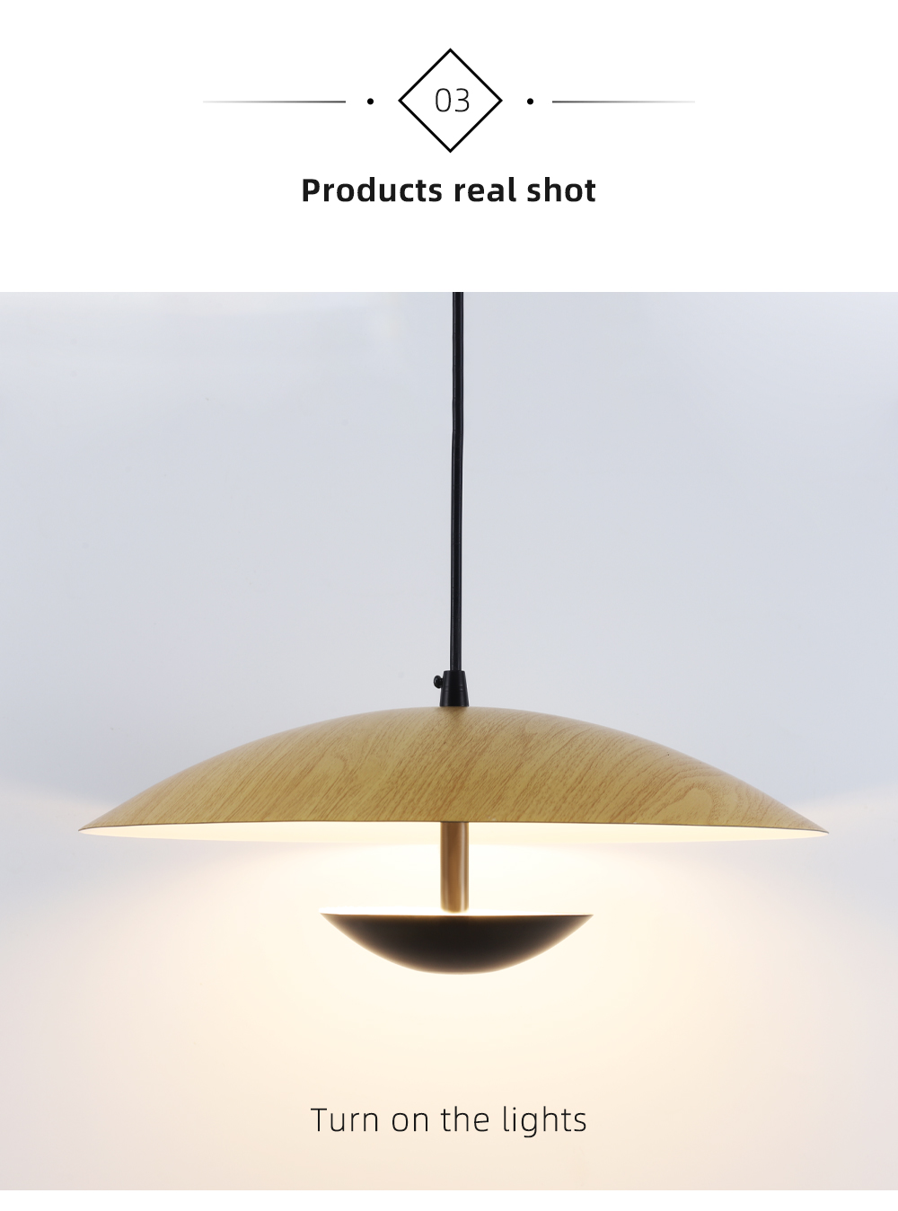 Modern Wood grain iron 12w Ceiling Mounted Pendant Light Round  Led Hanging Lamp For Hotel