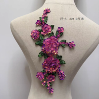 Appliques en strass et sequins en cristal, patchs en feutre avec pierres précieuses - Faits à la main, 3D, à coudre pour sacs et vêtements