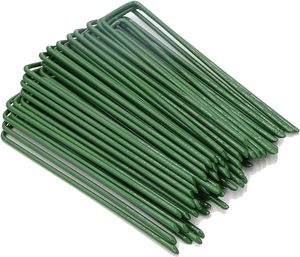 Heavy Duty Green U-Shaped Garden Pins Securing Galvanised Metal Pegs For Artificial Grass Weed Fabric Landscape Netting Ground S