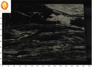 Dalle de marbre italien moderne polie, élégante et poétique, motif de peinture à l'encre noire et blanche, tempête cosmique cambrienne, pierre naturelle - Product Image 2