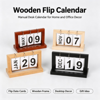 Calendrier de bureau perpétuel en bois à pages tournantes, ornement minimaliste réutilisable pour rappel de date, idéal pour la maison, le bureau ou comme accessoire photo