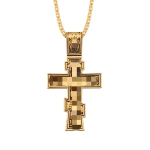 Collier pendentif croix pour homme, en alliage de zinc noir, finition antique dorée, serti de pierres, forme croix rétro, bijou cadeau - Product Image 5