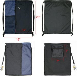 Zaino Leggero con Coulisse, Borsa Sportiva da Palestra Unisex Grande con 2 Tasche con Cerniera, Tasche <span class=keywords><strong>a</strong></span> Rete per Bottiglia d'Acqua, Tracolla - Product Image 3