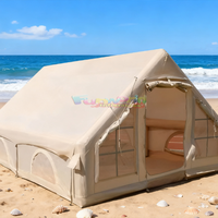 Extérieur 12 ㎡   Tente gonflable en tissu Oxford PVC vert, tente de camping, tente d'air imperméable, structure à une chambre, tente de glamping en toile