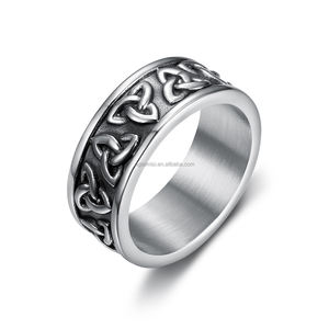 Anillo <span class=keywords><strong>de</strong></span> banda celta <span class=keywords><strong>de</strong></span> acero inoxidable <span class=keywords><strong>vikingo</strong></span> nórdico Retro Vintage Punk <span class=keywords><strong>de</strong></span> estilo minimalista para hombres y mujeres - Product Image 6