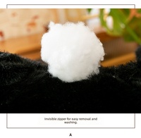 En gros, Peluche chat noir et gris couché sur le ventre, douce et câline, en forme d'oreiller, unisexe, rembourrage en coton PP, anti-stress, pour anniversaire