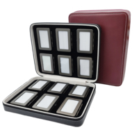 Coffret rectangulaire à 12 emplacements avec boutons-pression en métal, étui zippé en cuir PU pour l'affichage de pierres précieuses en vrac, idéal pour les grossistes en diamants
