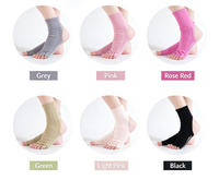 Chaussettes de yoga pour femmes en gros, antidérapantes, à talon ouvert, à cinq doigts, en tissu tricoté extensible, pour Pilates, Barre, Danse et Fitness