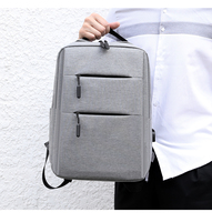 Sac à dos pour ordinateur portable en polyester avec fermeture éclair, couleur unie, taille moyenne, poignée souple, sac à dos pour homme, sac à dos d'école, sac à dos de voyage