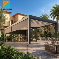 Pergola motorisée de luxe en aluminium avec toit à persiennes, télécommande et écran latéral