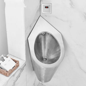 <span class=keywords><strong>Urinoir</strong></span> mural d'angle en acier inoxydable 304, design moderne, gain de place, pour petite salle de bain ou toilettes commerciales, finition satinée brossée - Product Image 3
