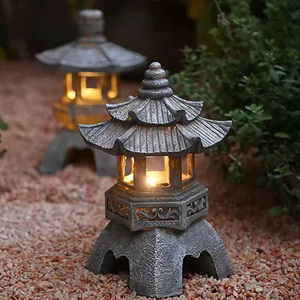 Lanterne de décoration de cour chinoise, pagode solaire, lumière <span class=keywords><strong>Zen</strong></span>, lampe en pierre de jardin, lanterne de palais créatif - Product Image 1