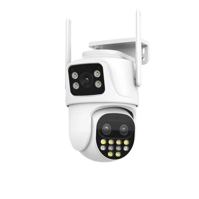 9MP Icsee Security Camera WiFi Outdoor Infrared Night Vision Full Color Three Lens Dual Screen 8X Zoom CCTV Camera
