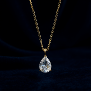 Collier Pendentif en Cristal XL937 Plaqué Or Laiton Sertissage Griffe Goutte d'Eau Style Classique Unisexe Usage Quotidien Chaîne Maille Forçat - Product Image 2