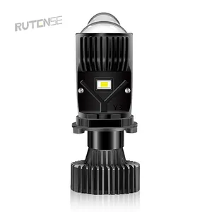 RUTENSE auto lâmpada led lente dupla cabeça do carro lâmpadas luzes da motocicleta H4 faróis leds universal