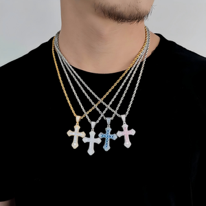 Streetwear Trend S925 Sterling Silver Multi Color Moissanite Diamond Iced Out Crucifix Pendants Custom Rainbow <b>Cross</b> <b>Chains</b> Men - Product Image 5