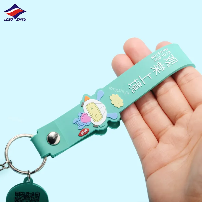 Longzhiyu Custom 3D Cartoon Cute PVC Keychains Light Blue Doll Keyring Gifts with Personalized Logo 17 Years Manufacturer