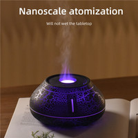 Crack Design Diffuseur d'aromathérapie aux huiles essentielles 130ml Diffuseur d'huile aromatique Humidificateur d'air à flamme Usb de bureau avec lumière colorée