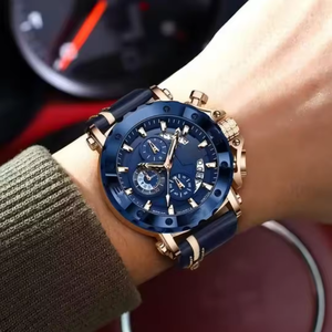 นาฬิกาข้อมือดีไซน์เนอร์ขายดีสำหรับผู้ชาย หน้าปัดควอตซ์ขนาดใหญ่ สายเหล็ก โครโนกราฟ แฟชั่น นาฬิกาธุรกิจ - Product Image 6