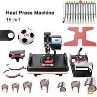 Presse à chaud 15 en 1 Combo Machine à sublimation T-shirt Mug Stylo à bille Téléphone Taie d'oreiller Transferts