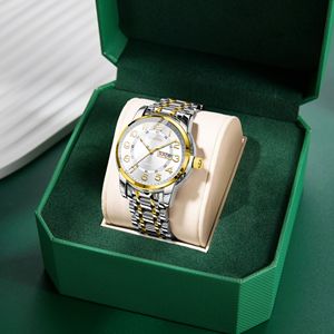 Montre à quartz pour homme, style business, cadran bleu, ton argenté et doré, affichage de la date, bracelet en acier inoxydable, montre-bracelet décontractée - Product Image 3